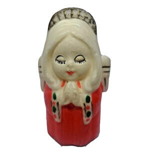 VIntage Red Dress Hallo Christmas Angel candle wax religious Japan 60's